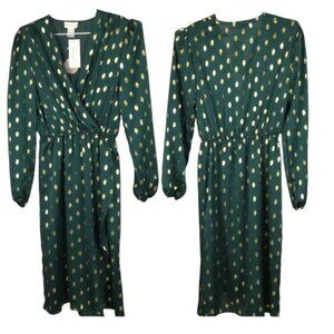 👛 (ANY 2/$60) NWT Classy APRICOT Metallic Wrap Midi Dress, Size 8